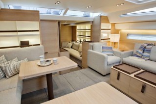 Swan 80S sailing yacht I AMSTERDAM Saloon view forward  Photo Credit Bildbolaget DuVi 2012-001